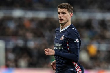 PSV Eindhoven takımından Guus Til, UEFA Şampiyonlar Ligi Maçı sırasında 8 Newcastle United PSV Eindhoven 'ın St.James' s Park, Newcastle, 21 Ocak 2026