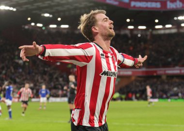 Sheffield United takımından Patrick Bamford, 24 Ocak 2026 'da Sheffield, İngiltere' deki Bramall Lane 'de oynanan Sheffield United-Ipswich Town maçında 3-1 kazanma golünü kutluyor.