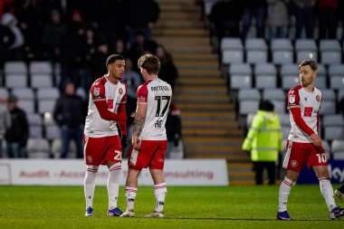 Stevenage takımından Chem Campbell 24 Ocak 2026 'da Lamex Stevenage, İngiltere' deki Stevenage-Mansfield Town maçında 1-1 'lik galibiyetini kutluyor.