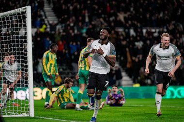 Derby County 'den Patrick Agyemang, 23 Ocak 2026' da İngiltere 'nin Pride Park Stadyumu' nda oynanan Sky Bet Şampiyonası 'nda Derby County - West Bromwich Albion maçında 1-0 kazanma golünü kutluyor.