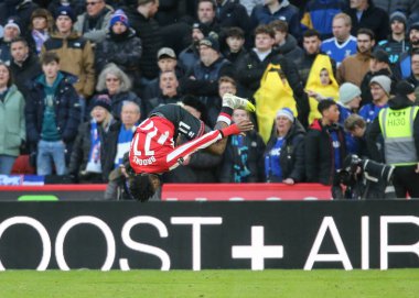 Sheffield United takımından Andre Brooks, 24 Ocak 2026 'da Sheffield, İngiltere' deki Bramall Lane 'de oynanan Sheffield United-Ipswich Town maçında 2-0' lık galibiyet golünü kutluyor.