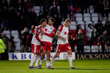 Stevenage takımından Chem Campbell 24 Ocak 2026 'da Lamex Stevenage, İngiltere' deki Stevenage-Mansfield Town maçında 1-1 'lik galibiyetini kutluyor.