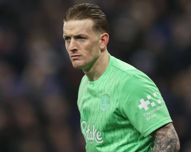 Everton kalecisi Jordan Pickford Premier Lig maçında Everton 'a karşı Leeds United' ı izliyor. Hill Dickinson Stadyumu, Liverpool, Birleşik Krallık, 26 Ocak 2026