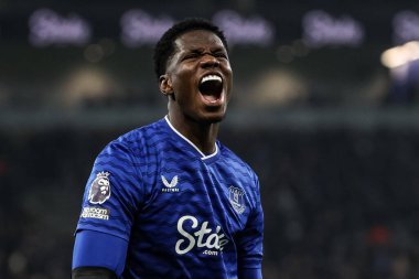 Everton 'dan Thierno Barry, Premier League maçı Everton - Leeds United maçında 26 Ocak 2026' da Liverpool, Liverpool 'daki Hill Dickinson Stadyumu' nda 1-1 'lik galibiyetini kutluyor.
