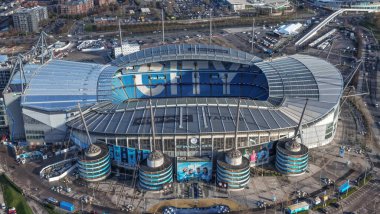Manchester City, Manchester Stadyumu 'nda 28 Ocak 2026' da Manchester City - Galatasaray maçı sırasında Manchester City 'nin oynadığı Manchester Stadyumu' nun hava görüntüsü