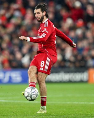 Liverpool 'dan Dominik Szoboszlai, 28 Ocak 2026 tarihinde Liverpool, Liverpool' da oynanan 8 maçta UEFA Şampiyonlar Ligi Maçı 'nda pas attı.