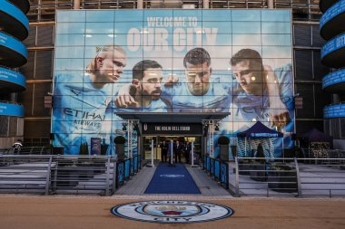 Manchester City 'nin Manchester Stadyumu' nda 28 Ocak 2026 'da oynanan ve Manchester City' nin Galatasaray 'a karşı oynadığı 8 maçlık UEFA Şampiyonlar Ligi karşılaşması öncesinde genel bir manzara.