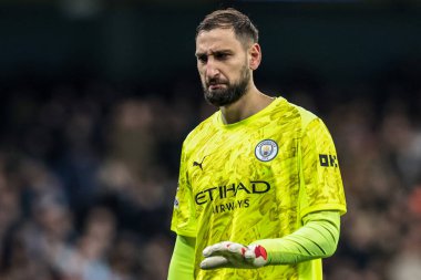 Manchester City kalecisi Gianluigi Donnarumma UEFA Şampiyonlar Ligi 8 maçında Manchester City Galatasaray 'a karşı 28 Ocak 2026 tarihinde Manchester Stadyumu, Birleşik Krallık