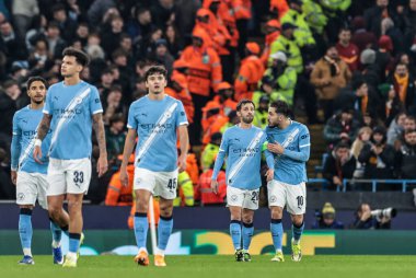 Manchester City 'den Rayan Cherki, 28 Ocak 2026' da Manchester City, Manchester Stadyumu 'nda oynanan 8 maçta UEFA Şampiyonlar Ligi Maçı' na 2-0 'lık galibiyetini kutluyor.