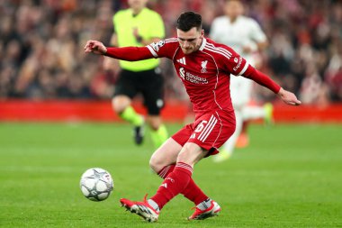 Liverpool 'dan Andrew Robertson, 28 Ocak 2026 tarihinde Liverpool, Liverpool, İngiltere' de oynanan 8 maçta UEFA Şampiyonlar Ligi Maçı 'nın 8.