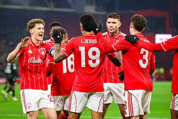 Nottingham Ormanı 'ndan Igor İsa, 29 Ocak 2026' da Nottingham, İngiltere 'de 8 Nottingham Ormanı' nın Ferencvaros 'a açtığı karşılaşmada UEFA Avrupa Ligi Maçı' nı 2-0 kazanma hedefini kutluyor.