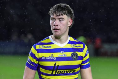 Warrington Wolves 'tan Ewan Smith Pre Season maçı sırasında Warrington Wolves, Halliwell Jones Stadyumu' nda Leigh Leopards 'a karşı, 30 Ocak 2026
