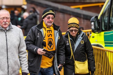 Wolves taraftarları, 31 Ocak 2026 'da İngiltere' nin Wolverhampton kentinde oynanan Premier League karşılaşmasında Wolverhampton Wanderers - Bournemouth maçına geldiler.
