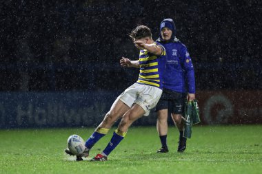 Warrington Wolves takımından Ewan Irwin, 30 Ocak 2026 'da Warrington, Warrington' daki Halliwell Jones Stadyumu 'nda oynanan Warrington Wolves - Leigh Leopards maçında gol attı.