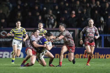 Warrington Wolves 'tan Josh Thewlis, 30 Ocak 2026' da Warrington Wolves 'un Halliwell Jones Stadyumu' nda Leigh Leopards 'a karşı oynadığı maç sırasında iş başında.