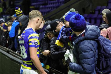Warrington Wolves takımından Tommy Rhodes, 30 Ocak 2026 'da Warrington Wolves, Halliwell Jones Stadyumu' nda Leigh Leopards 'a karşı oynadığı maç sırasında