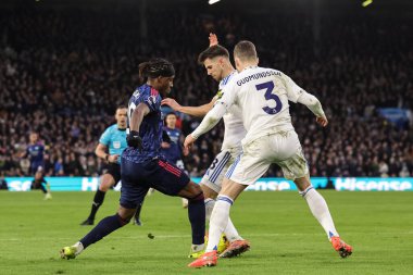 Arsenal 'den Noni Madueke, Leeds United takımının 31 Ocak 2026' da Elland Road, Leeds, İngiltere 'de oynanan Premier League maçında Anton Stach ile karşılaştı.