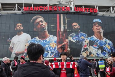 Manchester United Premier League maçında Old Trafford 'un dışında çekilen bir Manchester United Fulham' a karşı 1 Şubat 2026 'da Old Trafford, Manchester, İngiltere' de.