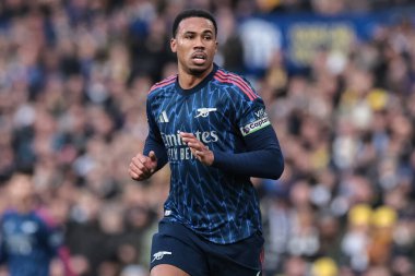 Gabriel of Arsenal Premier League maçı sırasında Leeds United Arsenal 'e karşı Elland Road, Leeds, İngiltere, 31 Ocak 2026