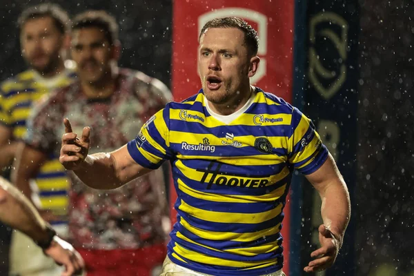 Warrington Wolves 'tan Ben Currie 30 Ocak 2026' da Warrington Wolves, Halliwell Jones Stadyumu 'nda Leigh Leopards' a karşı oynadığı maçta tepki gösterdi.