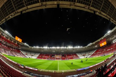 Premier Lig karşılaşması öncesinde Sunderland-Burnley Stadyumu, Sunderland, İngiltere 'de 2 Şubat 2026' da oynanan maçın genel görüntüsü.