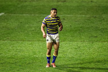 Warrington Wolves 'dan Albert Hopoate, 6 Şubat 2026' da İngiltere 'nin Warrington şehrindeki Halliwell Jones Stadyumu' nda oynanan Betfred Challenge Cup karşılaşmasında Warrington Wolves ve Sheffield Eagles 'a karşı.