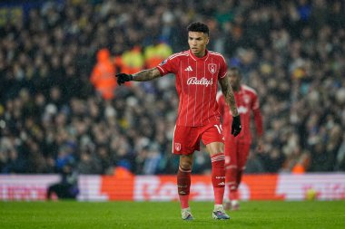 Nottingham Ormanı 'ndan Igor Jesus, İngiltere' nin Leeds şehrinde oynanan Premier League maçında takımına talimat verir.