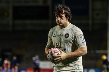 Warrington Wolves takımından Max Wood, 6 Şubat 2026 'da İngiltere' nin Warrington kentinde oynanan Betfred Challenge Cup karşılaşmasında Warrington Wolves 'a karşı Sheffield Eagles maçında ısındı.