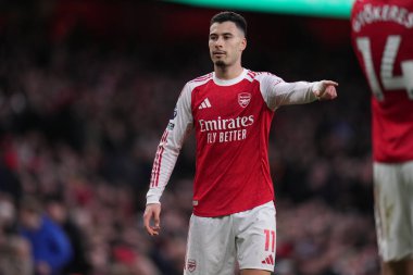 Premier Lig karşılaşmasında Arsenal 'den Gabriel Martinelli, 07 Şubat 2026 tarihinde Emirates, Londra, İngiltere' de Arsenal-Sunderland maçında