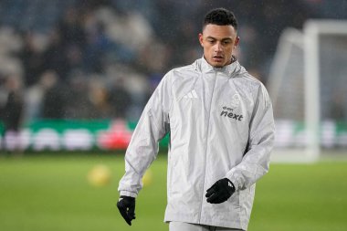 Nottingham Ormanı 'ndan Dan Ndoye Premier Lig karşılaşmasında İngiltere' nin Leeds Road kentinde oynanan Leeds United - Nottingham Forest maçında maç öncesi ısınma turunda 06 Şubat 2026 tarihinde