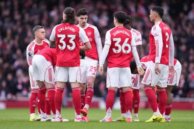Premier Lig maçı sırasında Arsenal, Londra, Emirates 'te Sunderland' a karşı 07 Şubat 2026 'da oynanan Arsenal maçında Arsenal oyuncuları
