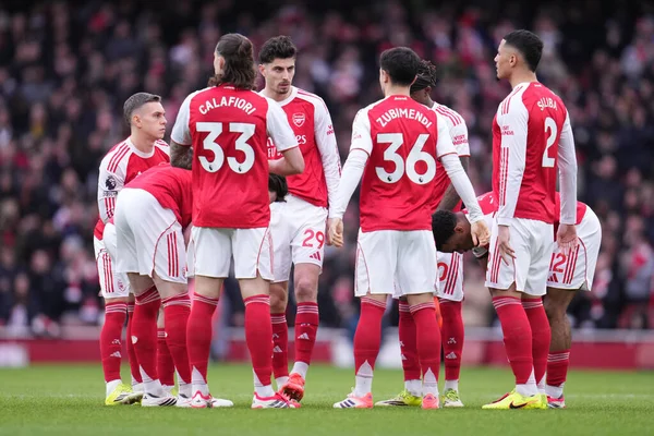Premier Lig maçı sırasında Arsenal, Londra, Emirates 'te Sunderland' a karşı 07 Şubat 2026 'da oynanan Arsenal maçında Arsenal oyuncuları