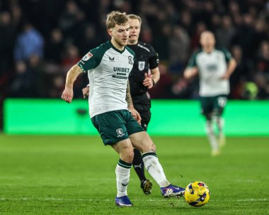 Middlesbrough takımından Riley McGree, 9 Şubat 2026 tarihinde İngiltere 'nin Sheffield şehrinde oynanan ve Middlesbrough' a karşı oynanan Gökyüzü İddia Şampiyonası maçında pas attı.