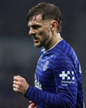Everton 'dan Kiernan Dewsbury-Hall Premier League maçında Everton, Bournemouth' a karşı Hill Dickinson Stadyumu, Liverpool 'da 10 Şubat 2026' da oynanan maçta