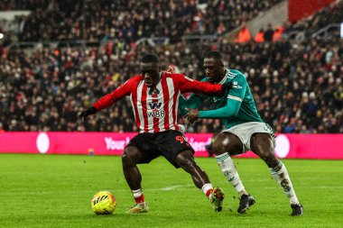 Liverpool Ligi 'nden Brian Brobbey ve Liverpool' dan İbrahima Konate, 11 Şubat 2026 'da İngiltere' nin Sunderland şehrinde Liverpool 'a karşı oynanan Premier Lig karşılaşmasında top için mücadele etti.
