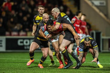 Hull KR 'dan Sauaso Sue, 12 Şubat 2026 tarihinde LNER Halk Stadyumu, Lincoln, Birleşik Krallık' ta oynanan Betfred Süper Lig 1. Raundunda York Knights vs Hull KR maçında York Knights 'dan Paul McShane ile karşılaşacak.