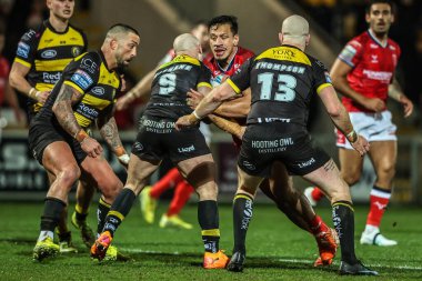 Hull KR 'dan Sauaso Sue, 12 Şubat 2026 tarihinde LNER Halk Stadyumu, Lincoln, Birleşik Krallık' ta oynanan Betfred Süper Lig 1. Raundunda York Knights vs Hull KR maçında York Knights 'dan Paul McShane ile karşılaşacak.