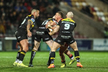 Hull KR 'dan Jack Brown, 12 Şubat 2026' da İngiltere 'nin Lincoln kentindeki LNER Community Stadyumu' nda oynanan Betfred Süper Lig 1. Maçı 'nda York Knights - Hull KR maçında York Knights' dan Jordan Thompson tarafından yenildi.