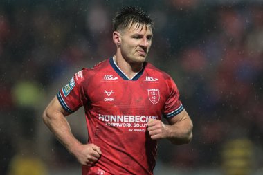 Hull KR takımından Tom Davies, 12 Şubat 2026 tarihinde İngiltere 'nin Lincoln kentinde oynanan Betfred Süper Lig karşılaşmasında York Knights vs Hull KR' a karşı.