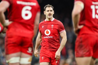 Galler 'den Tomos Williams Guinness Altı Uluslar arası maç sırasında Prince, Cardiff, İngiltere' de Galler - Fransa maçı, 15 Şubat 2026