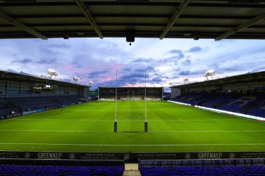 Halliwell Jones Stadyumu 'nun genel görünümü, 13 Şubat 2026' da İngiltere 'nin Warrington kentinde oynanan Betfred Süper Lig Maçı' nda Warrington Wolves St. Helens 'e karşı oynamıştır.