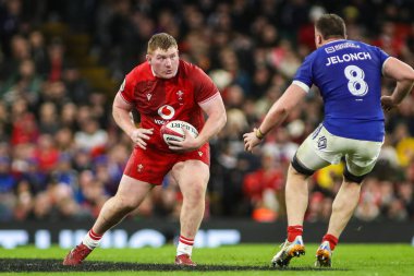 Galler 'den Rhys Carre, Guinness 6 uluslar arası maç sırasında Prince Stadyumu, Cardiff, Birleşik Krallık' ta Galler - Fransa maçı, 15 Şubat 2026