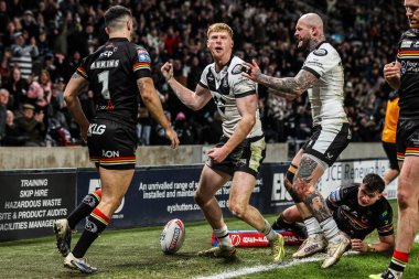 Hull FC 'den Harvey Barron, 14 Şubat 2026' da İngiltere 'nin Hull şehrindeki MKM Stadyumu' nda oynanan Betfred Süper Lig 1.