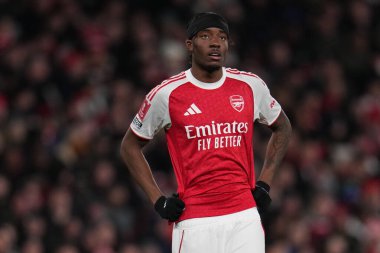 Arsenal takımından Noni Madueke, 15 Şubat 2026 tarihinde Birleşik Krallık 'ın Emirates kentinde oynanan 4.