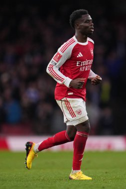 Arsenal takımından Bukayo Saka, 15 Şubat 2026 tarihinde Birleşik Krallık 'ın Emirates kentinde oynanan 4.