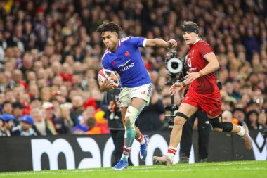 Fransız Theo Attissogbe Guinness 6 uluslar arası maç sırasında Prince Stadyumu, Cardiff, Birleşik Krallık 'ta Galler' e karşı