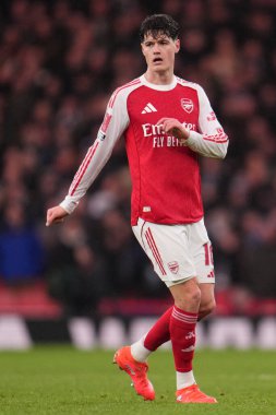 Arsenal takımından Christian Norgaard, 15 Şubat 2026 tarihinde Birleşik Krallık 'ın Emirates kentinde oynanan 4.