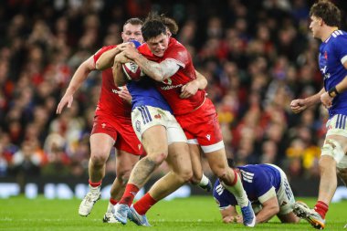 Galler 'den Louis Rees-Zammit, 15 Şubat 2026' da İngiltere 'nin Cardiff kentindeki Principality Stadyumu' nda oynanan Galler-Fransa maçında ele alındı.