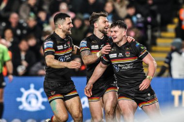 Bradford Bulls takımından Connor Wynne, 14 Şubat 2026 'da İngiltere' nin Hull şehrindeki MKM Stadyumu 'nda oynanan Betfred Süper Lig 1.