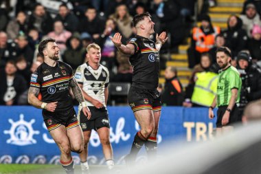Bradford Bulls takımından Connor Wynne, 14 Şubat 2026 'da İngiltere' nin Hull şehrindeki MKM Stadyumu 'nda oynanan Betfred Süper Lig 1.